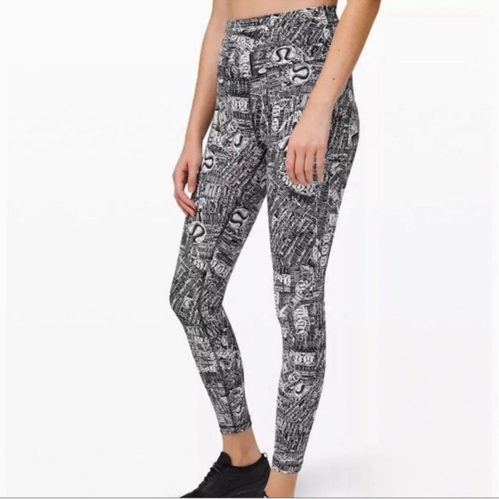 Limited Edition Lululemon Tear It Up White Black Wunder Train Leggings 4